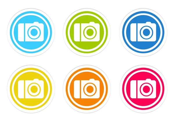 Set van afgeronde kleurrijke pictogrammen met camera symbool — Stockfoto