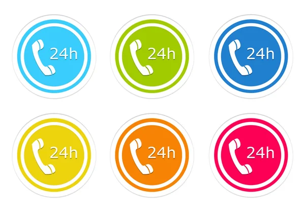 Set di icone colorate arrotondate per simboleggiare l'attenzione 24 ore — Foto Stock