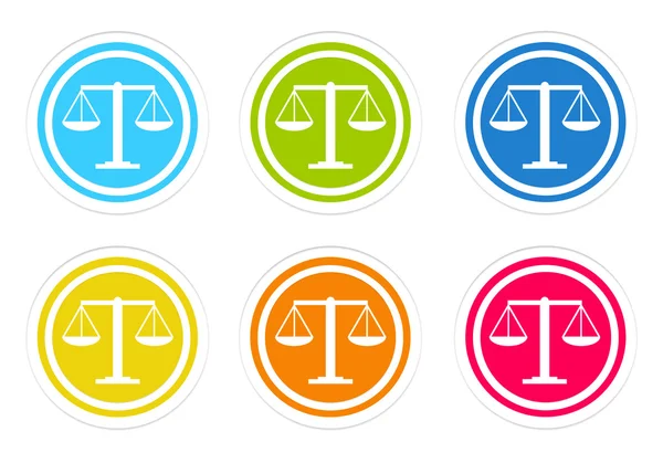 Набор округлых красочных иконок с юридическим символом — стоковое фото
