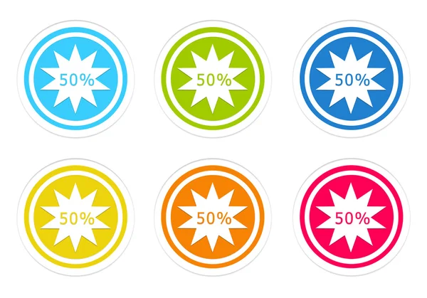 Uppsättning av rundade färgglada ikoner med rabatt symbol — Stockfoto