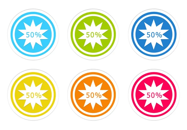 Set of rounded colorful icons with discount symbol — Stock Photo, Image