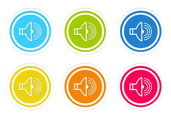 Set of rounded colorful icons with speaker symbol — Stock Photo, Image