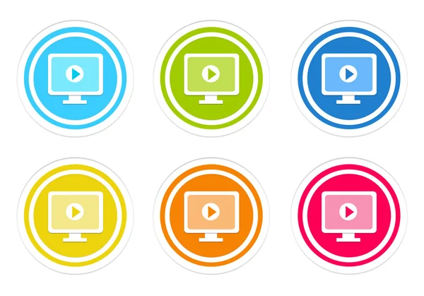 Set of rounded colorful icons with screen symbol — Stock Photo, Image