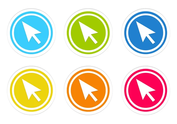 Set of rounded colorful icons with arrow symbol — Stock Photo, Image