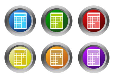 Hesap makinesi simgesiyle yuvarlak renkli düğmelerinin ayarla