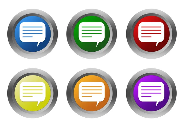 Set of rounded colorful buttons with conversation symbol — Stock Photo, Image