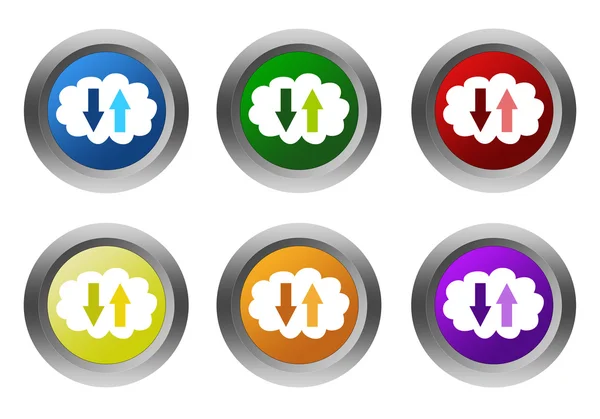 Bulut sembolü ile yuvarlak renkli düğmelerinin ayarla — Stok fotoğraf