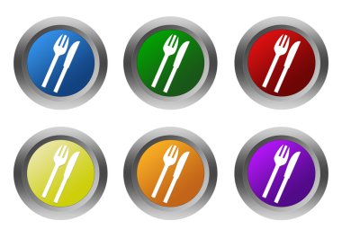 Restoran sembol ile yuvarlak renkli düğmelerinin ayarla