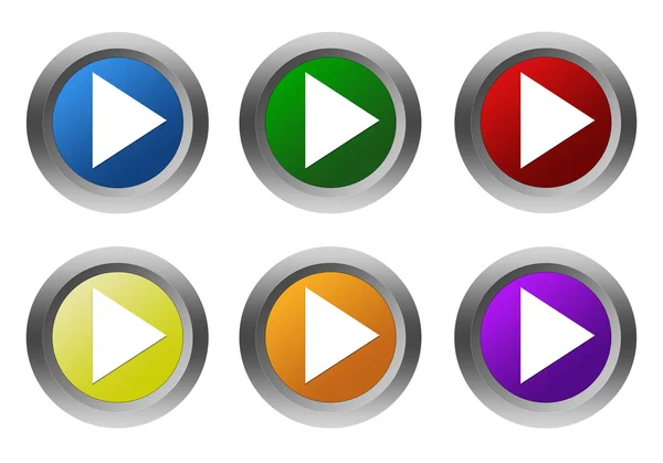 Set of rounded colorful buttons with arrow symbol — Stock Photo, Image