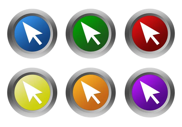 Set of rounded colorful buttons with arrow symbol — Stock Photo, Image