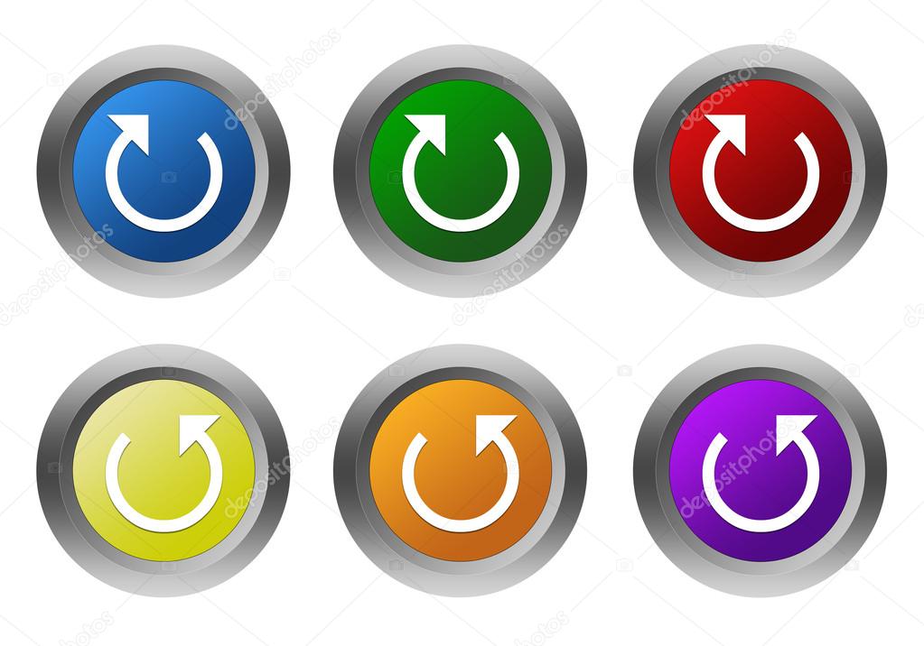 Set of rounded colorful buttons with arrow symbol