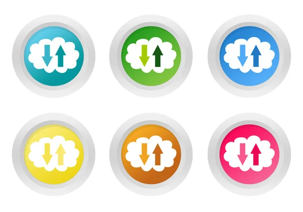 雲の記号と丸いカラフルなボタンを設定します。 — ストック写真