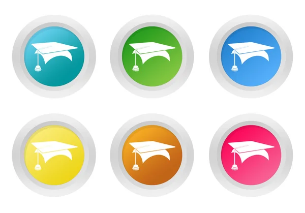 Conjunto de botões coloridos arredondados com símbolo de graduação — Fotografia de Stock