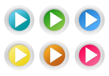 Set of rounded colorful buttons with arrow symbol clipart