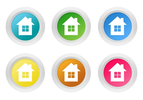 Set of rounded colorful icons with house symbol — Stock Photo, Image