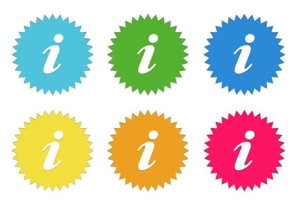 Conjunto de iconos de pegatinas de colores con símbolo de información — Foto de Stock