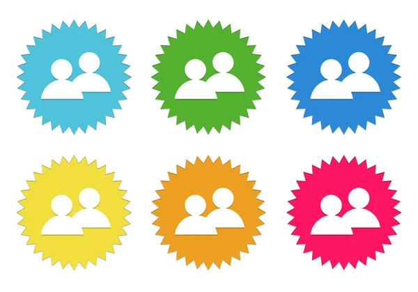 Set of colorful stickers icons with people symbol — Stock Photo, Image