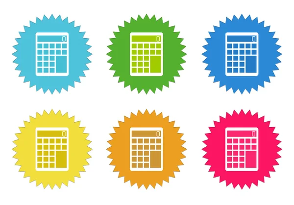 Set of colorful stickers icons with calculator symbol — Stock Photo, Image