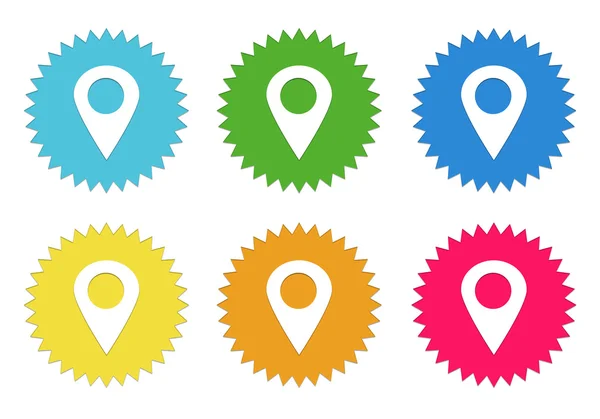 Set di icone colorate con pennarelli sulle mappe simbolo — Foto Stock