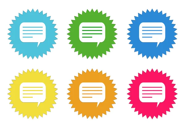 Uppsättning färgglada klistermärken ikoner med konversation symbol — Stockfoto
