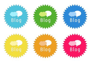 Blog sembolü ile renkli çıkartmalar simgeler kümesi