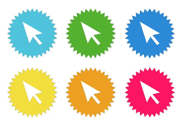 Conjunto de iconos de pegatinas de colores con símbolo de flecha —  Fotos de Stock
