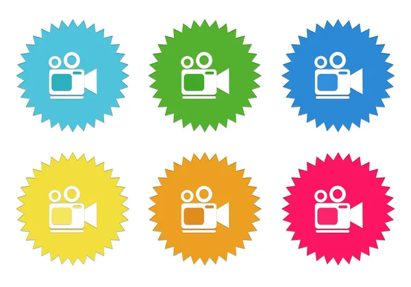 Set of colorful stickers icons with camcorder symbol — Stock Photo, Image