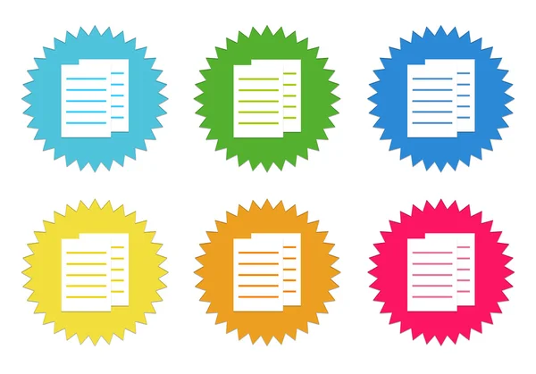 Set of colorful stickers icons with documents or news symbol — Stock Photo, Image