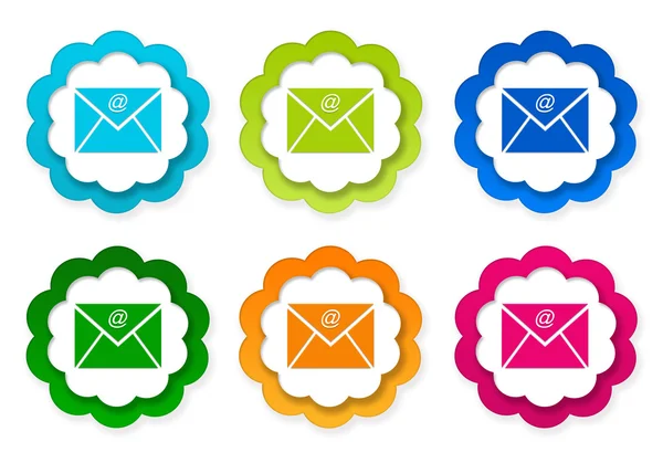 Sada barevných samolepek ikon symbolem e-mailu — Stock fotografie