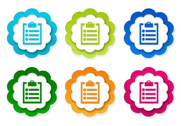 Set of colorful stickers icons with notepad symbol — Stock Photo, Image