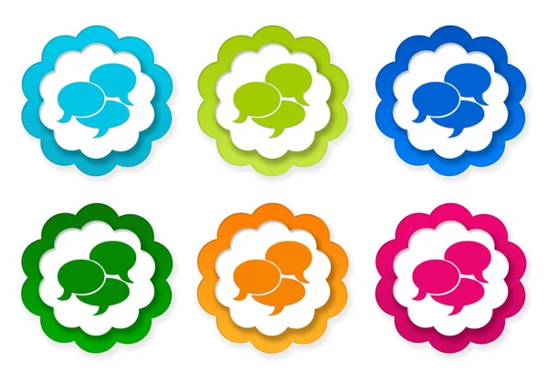 Conjunto de iconos de pegatinas de colores con símbolo de discursos de burbuja — Foto de Stock