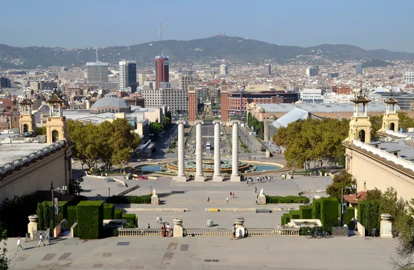 Θέα από Montjuic της Βαρκελώνης, Ισπανία — Φωτογραφία Αρχείου