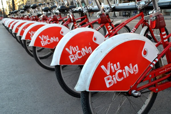 Some bicycles of the bicing service in Barcelona, Spain — Stock Photo, Image