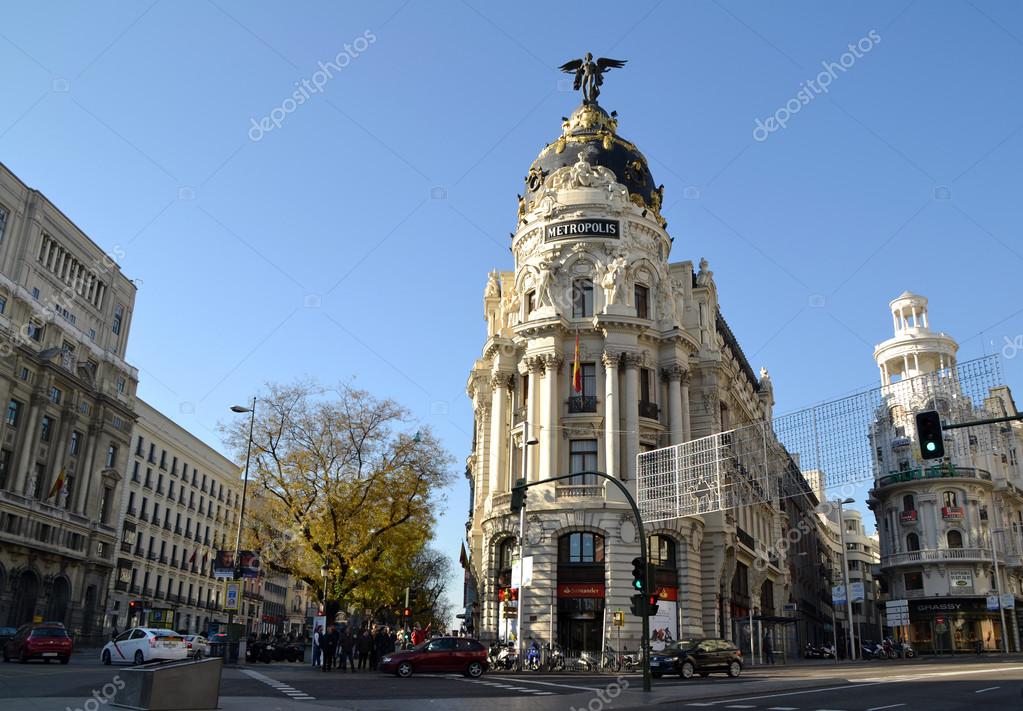 metropolis building in madrid spain stock editorial photo