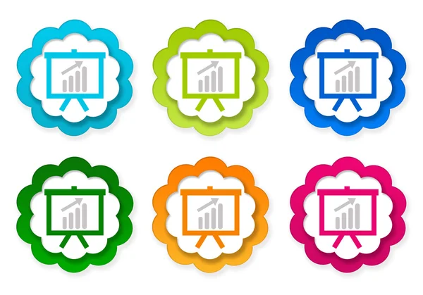 Set of colorful stickers icons with presentation symbol — Stock Photo, Image