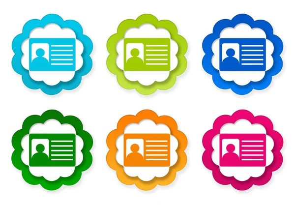 Set of colorful stickers icons with identification card symbol — Stock Photo, Image