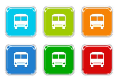 Otobüs simgesi olan kare renkli düğmelerinin ayarla