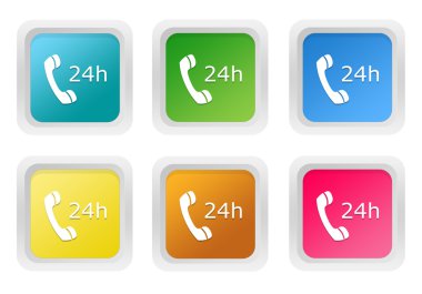 dikkat 24 saat sembolize kare renkli düğmeler ayarla