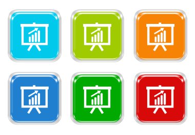 Kare renkli düğmeler sunum simgesiyle ayarla