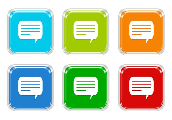 Set of squared colorful buttons with conversation symbol — Stock Photo, Image