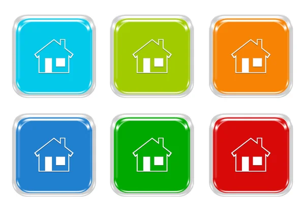 Ev simgesi olan kare renkli düğmelerinin ayarla — Stok fotoğraf