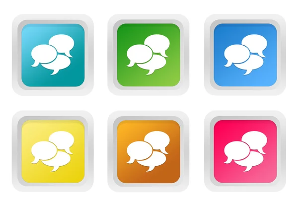 Set of squared colorful buttons with bubble speeches symbol — Stock Photo, Image