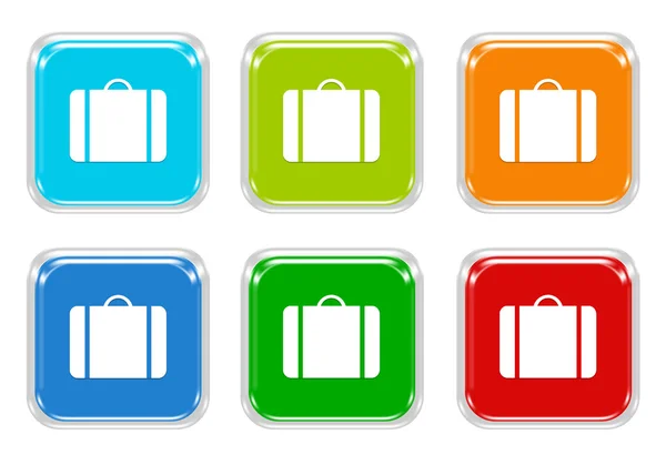 A poggyász szimbólum négyzet színes gombok — Stock Fotó