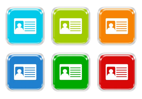 Conjunto de botões coloridos quadrados com símbolo de cartão de identificação — Fotografia de Stock