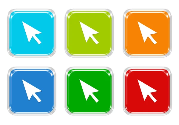 Conjunto de botones de colores cuadrados con símbolo de flecha —  Fotos de Stock