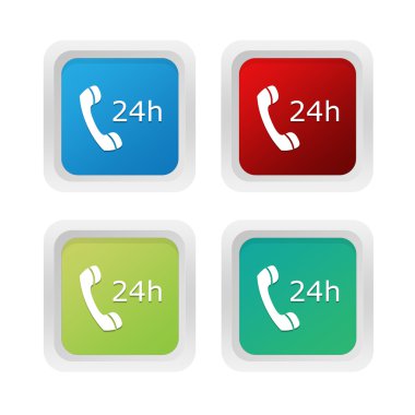 Dikkat 24 saat sembol sembolize kare renkli düğmeler ayarla