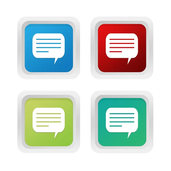 Set of squared colorful buttons with conversation symbol — Stock Photo, Image
