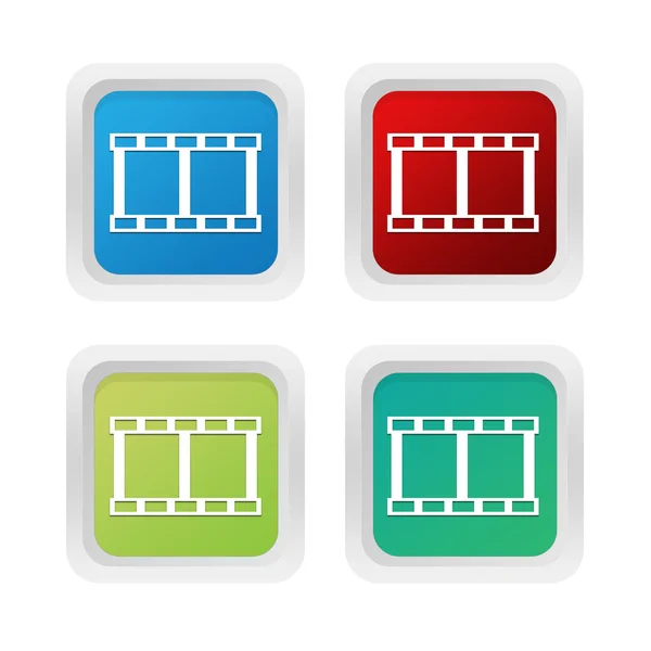 Set van gekwadrateerde kleurrijke knoppen met film symbool — Stockfoto