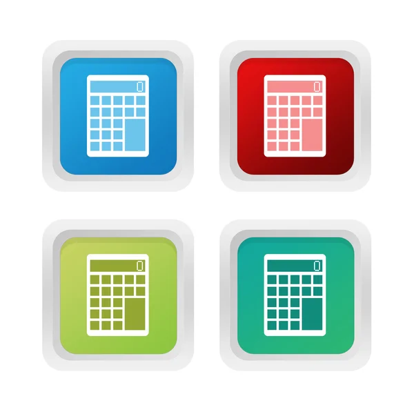 Set of squared colorful buttons with calculator symbol — Stock Photo, Image