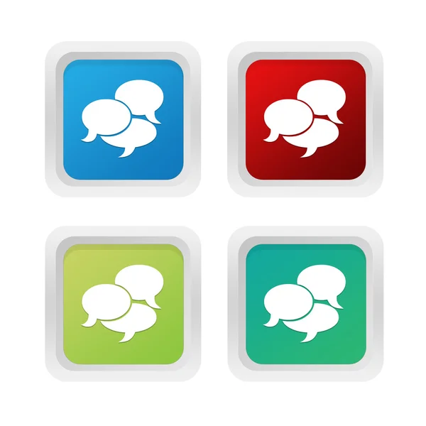 Conjunto de botones coloridos cuadrados con símbolo de discursos de burbuja — Foto de Stock